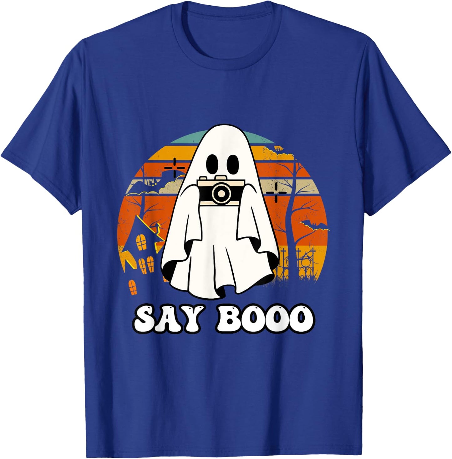 Halloween Photographer Vintage Say Boo T-Shirt - T-Shirt | Royal
