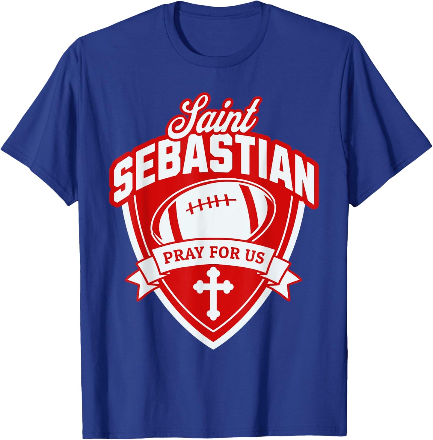 St Sebastian Patron Saint of Football Players Sports Athlete T-Shirt - T-Shirt | Royal