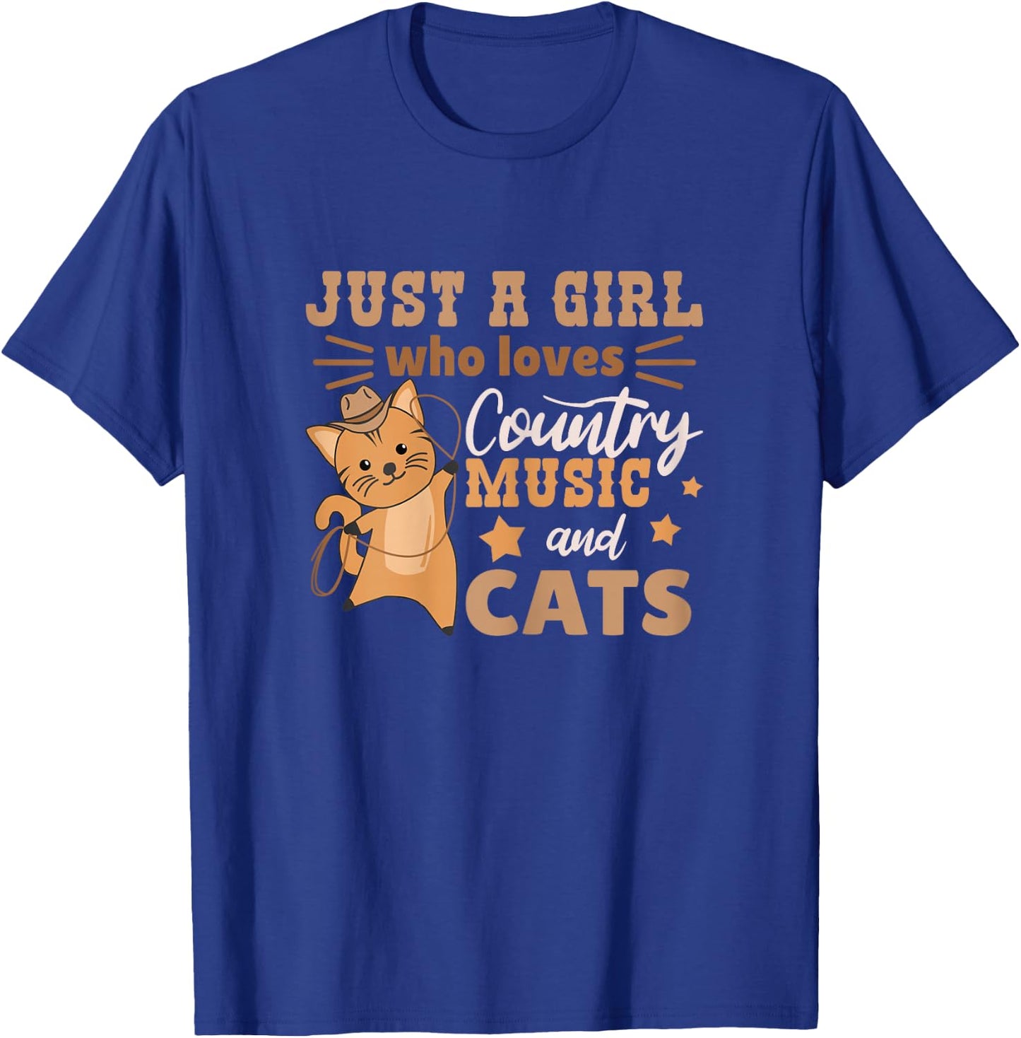 Just A Girl Who Loves Country Music And Cats T-Shirt - T-Shirt | Royal