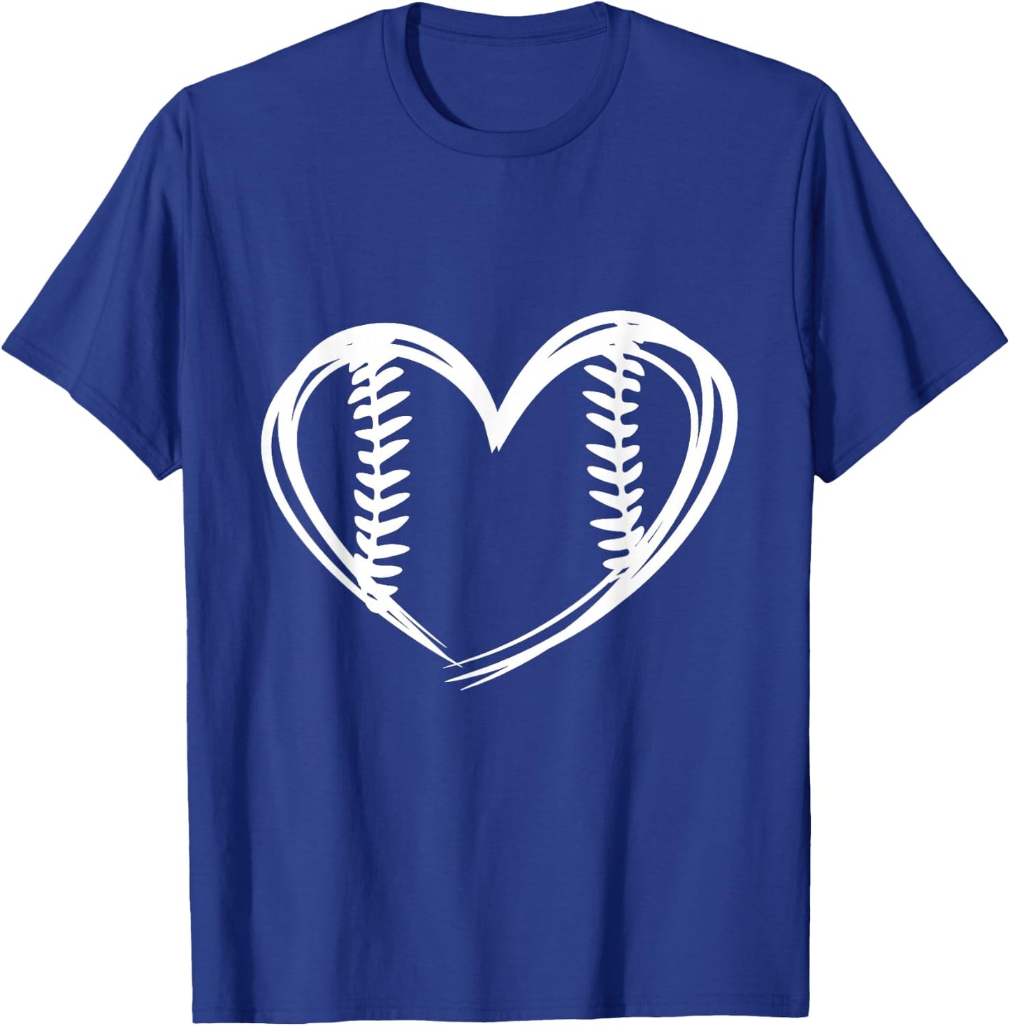 Women Teens Girls Cute Outlined Baseball Softball Heart Love T-Shirt - T-Shirt | Royal