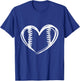 Women Teens Girls Cute Outlined Baseball Softball Heart Love T-Shirt - T-Shirt | Royal