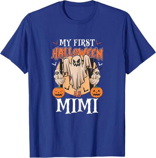 My First Halloween As Mimi Funny Halloween Ghost Costume T-Shirt - T-Shirt | Royal