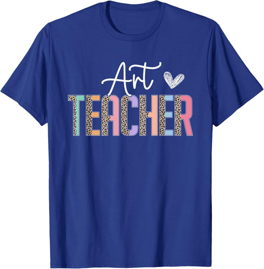 Team Art Teacher Leopard Print Art Teacher Women Girls Kids T-Shirt - T-Shirt | Royal