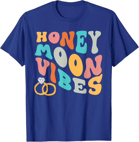 Honeymoon Vibes Retro Groovy Vintage Just Maried Couple T-Shirt - T-Shirt | Royal