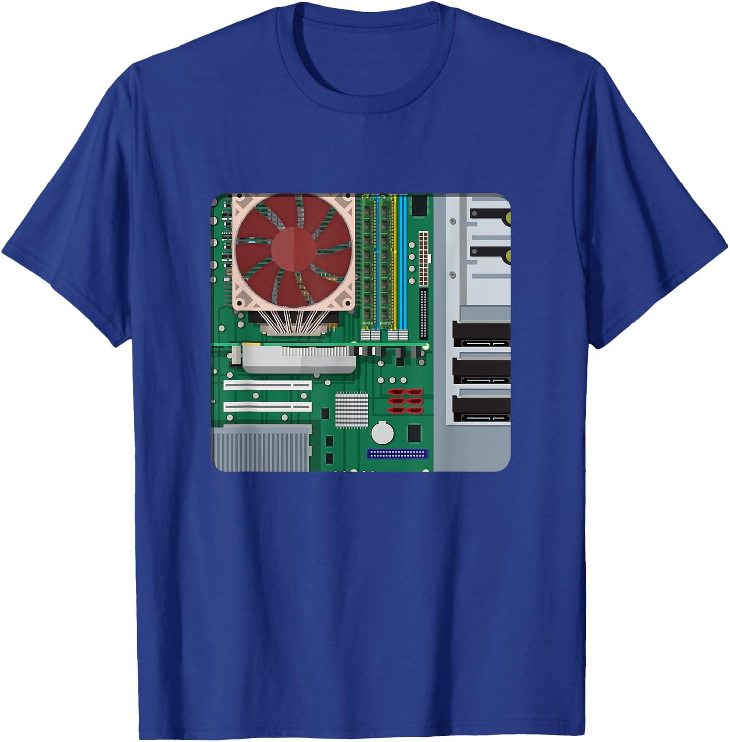 Computer Repair Technicians PC Fans Motherboard Inside Case T-Shirt - T-Shirt | Royal