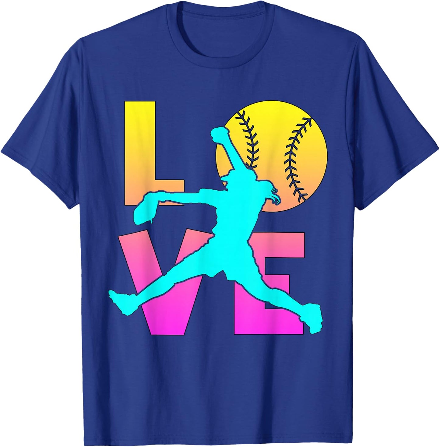 I Love Softball-Shirt Teen Girl Women Mom Cute Graphic T-Shirt - T-Shirt | Royal