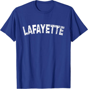 Vintage Lafayette White Text Apparel T-Shirt - T-Shirt | Royal