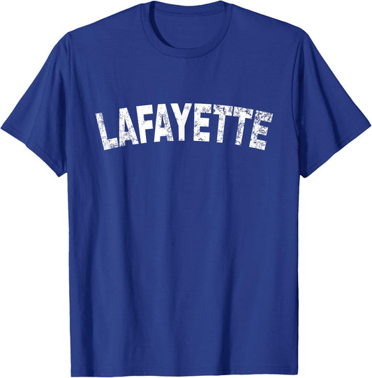 Vintage Lafayette White Text Apparel T-Shirt - T-Shirt | Royal