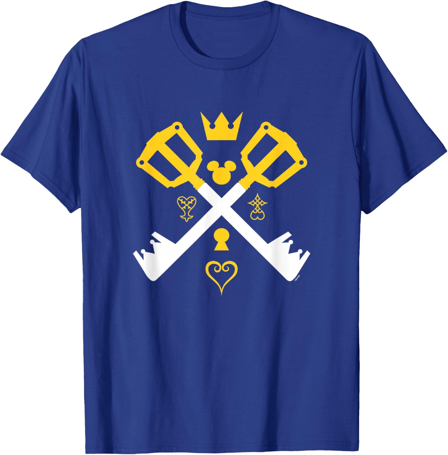 Kingdom Hearts Keyblades Crossed Gold and White Designs T-Shirt - T-Shirt | Royal
