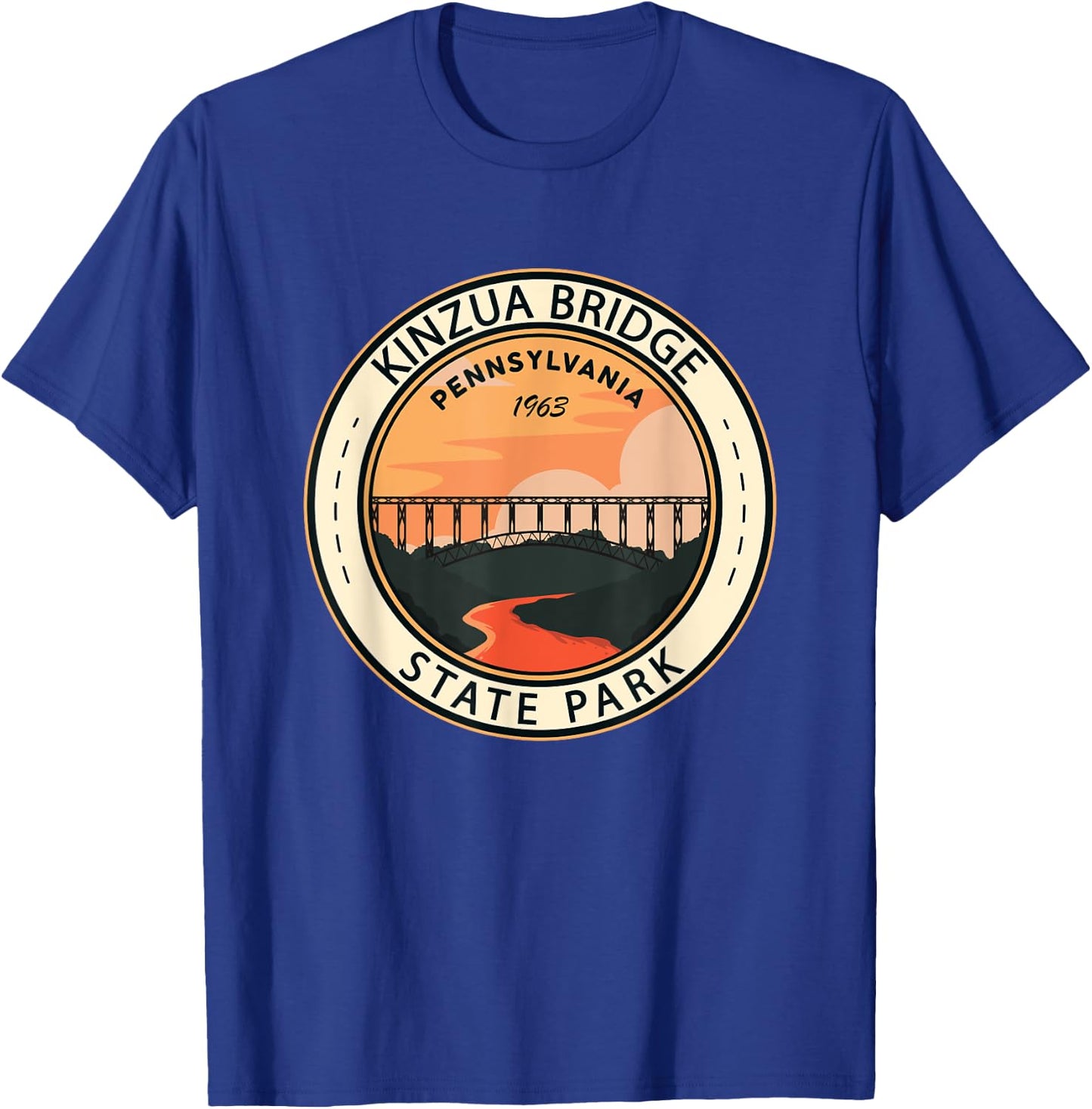 Kinzua Bridge State Park Pennsylvania Badge Vintage T-Shirt - T-Shirt | Royal