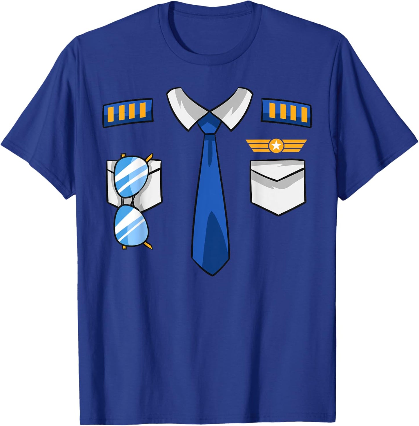 Pilot Uniform Costume Airplane Aviator Aviation Halloween Small T-Shirt - T-Shirt | Royal
