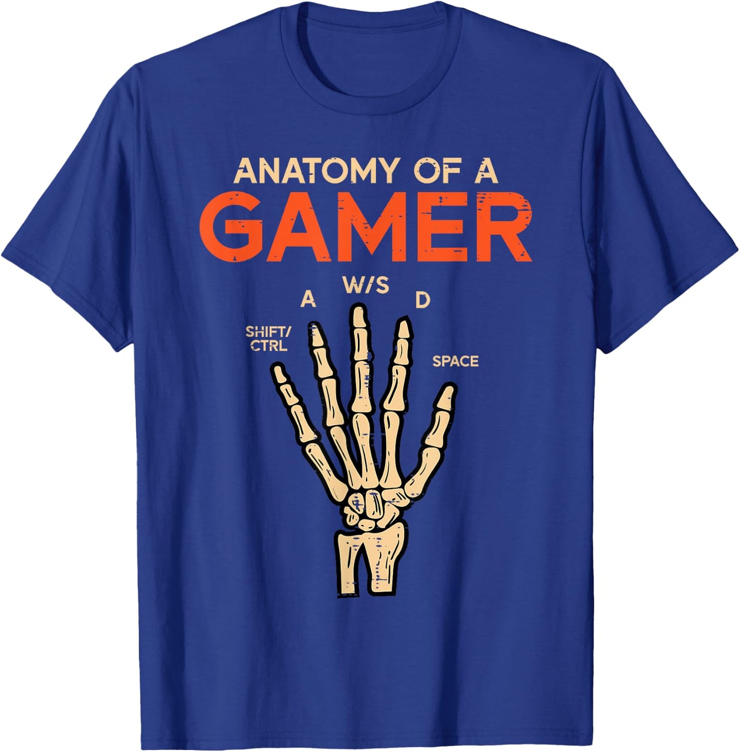 Anatomy of A Gamer Skeleton Hand Funny Men Boys Kids Teens T-Shirt - T-Shirt | Royal