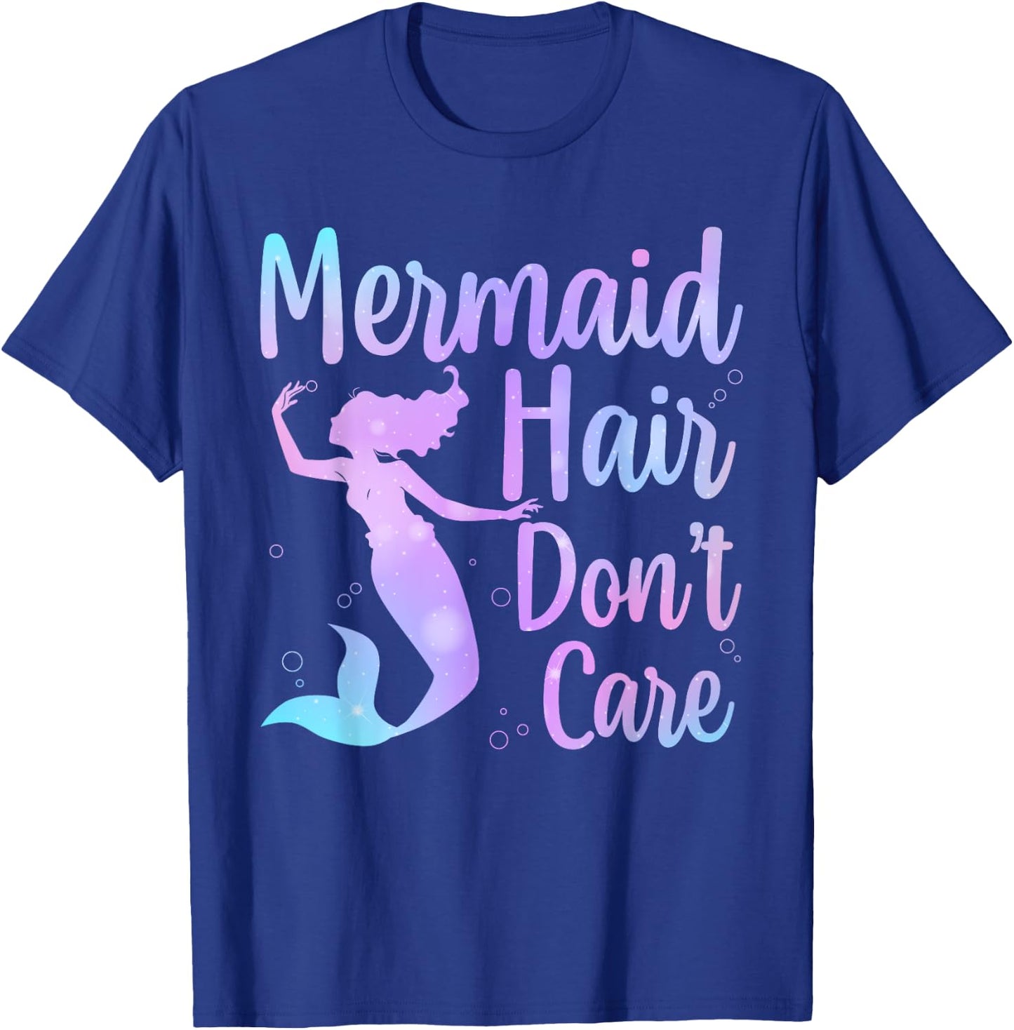 Cool Mermaid Girls Kids Mermaid Hair Don't Care T-Shirt - T-Shirt | Royal
