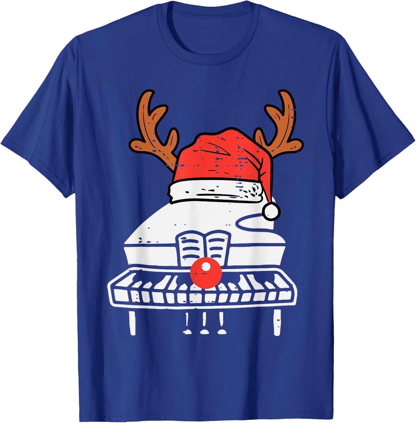 Piano Christmas Reindeer Music Instrument Band Xmas T-Shirt - T-Shirt | Royal