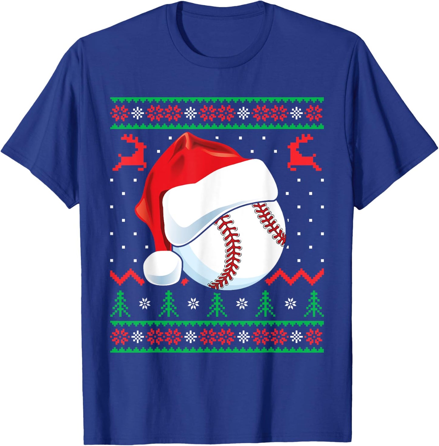 Funny Baseball Ugly Christmas Sweater Boys Sports Xmas T-Shirt - T-Shirt | Royal