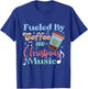 Fueled by Coffee and Christmas Music Festive Holiday T-Shirt - T-Shirt | Royal