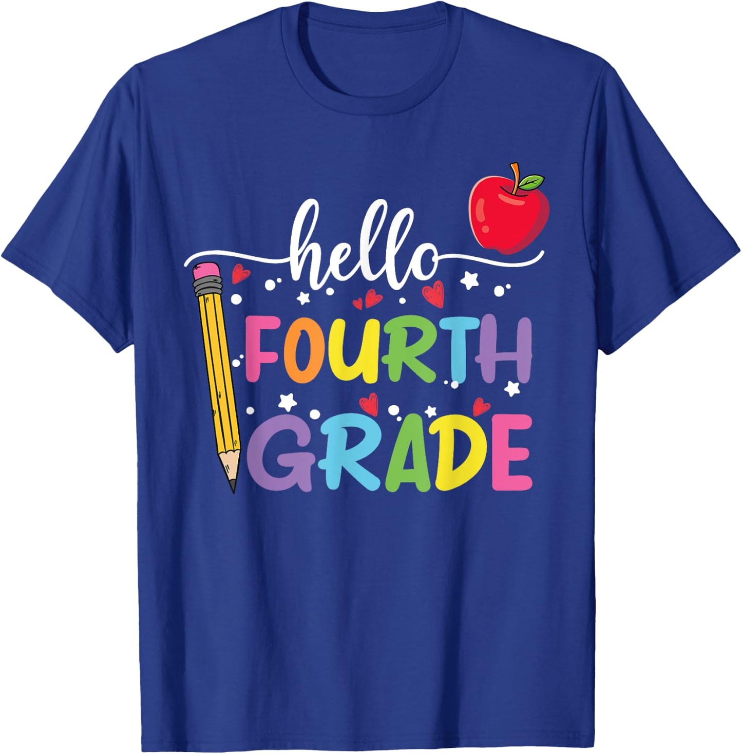 Hello Fourth Grade Team 4th Grade Back to School Teacher Kid T-Shirt - T-Shirt | Royal