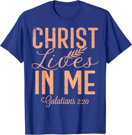 Vintage Christ Lives In Me Galatians 2 20 T-Shirt - T-Shirt | Royal