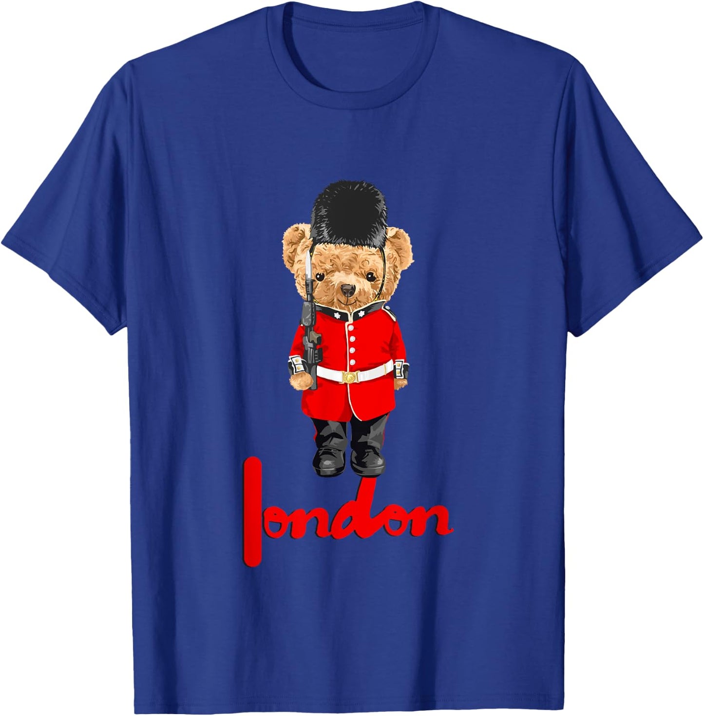 Cool London Teddy Bear Illustration Novelty Graphic Designs T-Shirt - T-Shirt | Royal