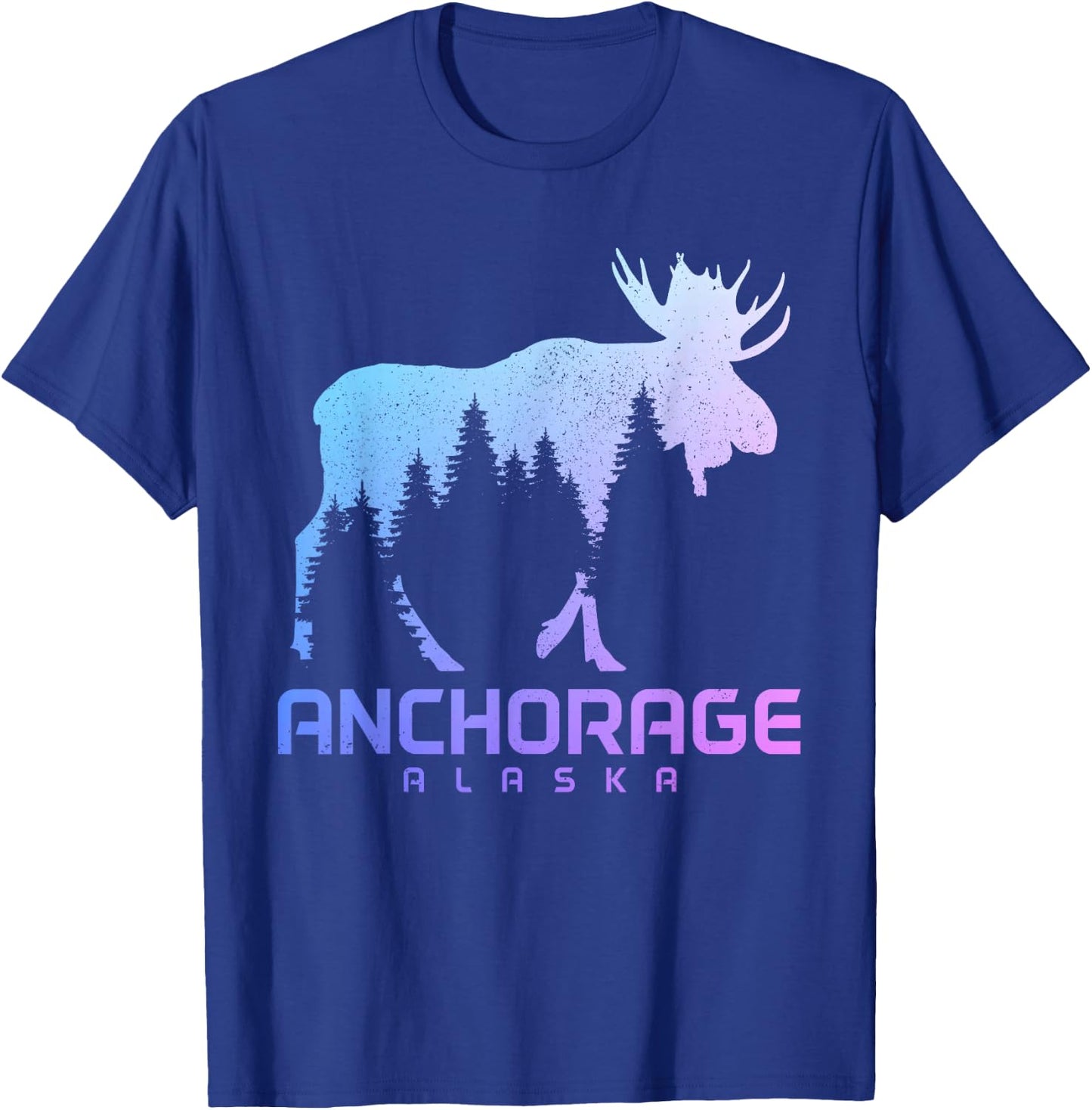 Anchorage Alaska Vintage Moose Souvenir T-Shirt - T-Shirt | Royal