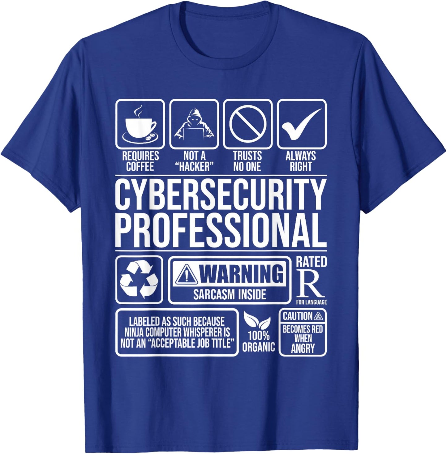 Cybersecurity Professional - Hacker Certified Tech Security T-Shirt - T-Shirt | Royal