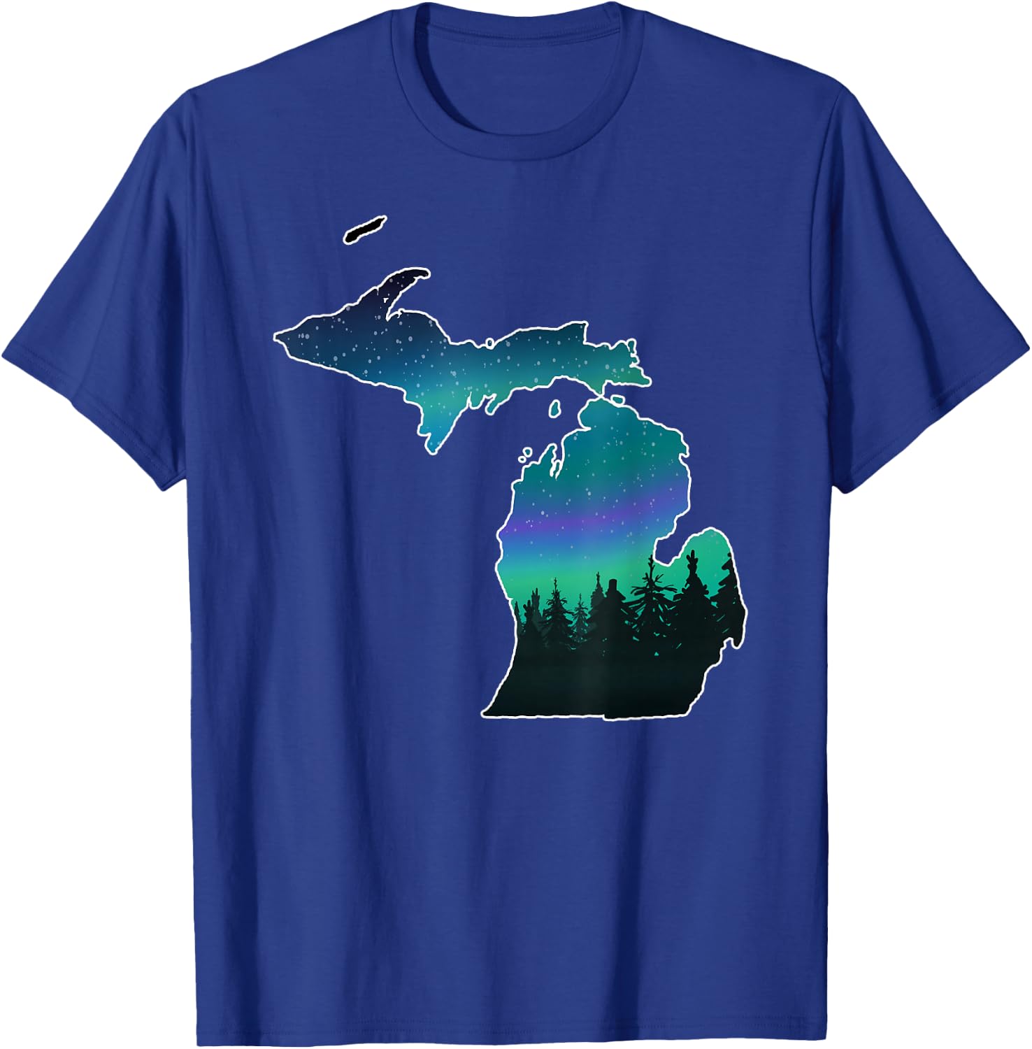 Michigan Great Lakes Men Women Summer Northern Lights T-Shirt - T-Shirt | Royal