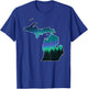 Michigan Great Lakes Men Women Summer Northern Lights T-Shirt - T-Shirt | Royal