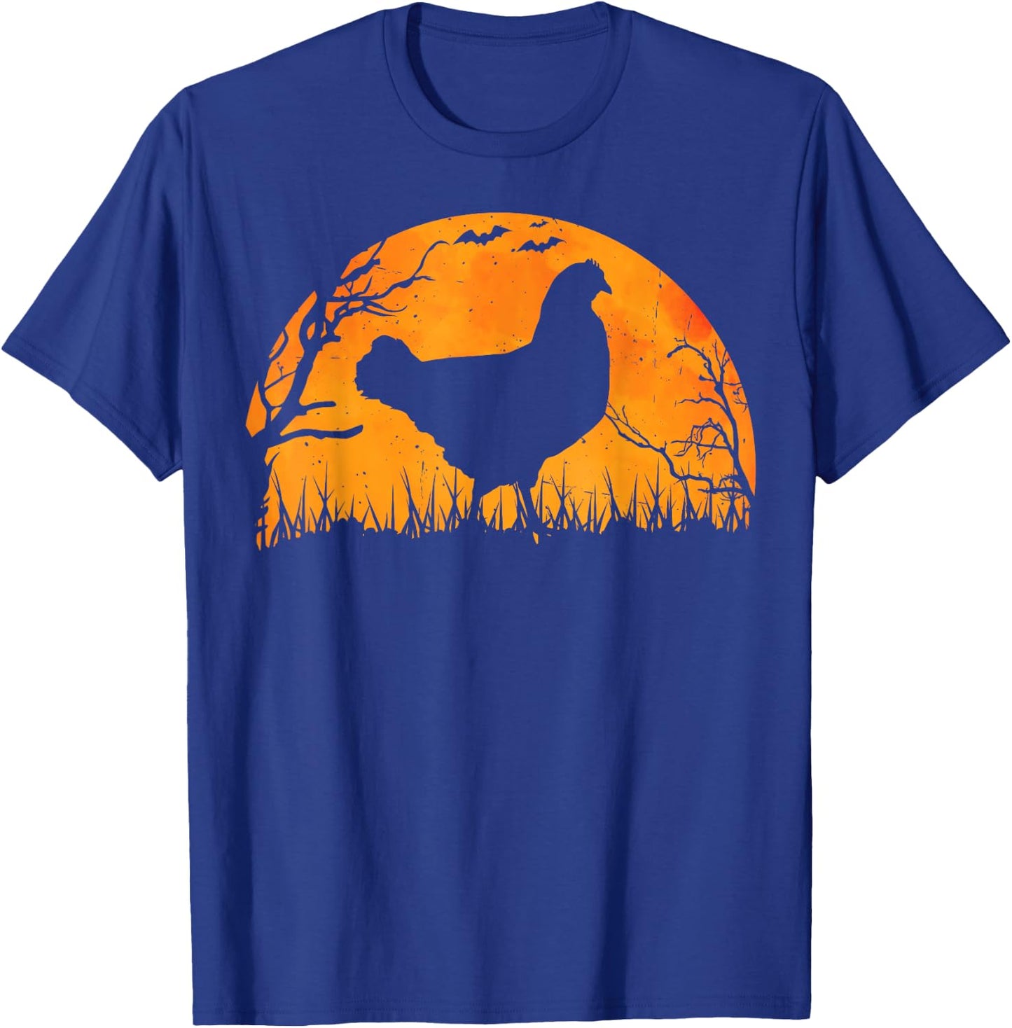 Funny Chicken Halloween Moon Silhouette Spooky Chicken Lover T-Shirt - T-Shirt | Royal