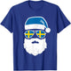 Funny Santa Claus Face Sunglasses Sweden Flag Swedish T-Shirt - T-Shirt | Royal