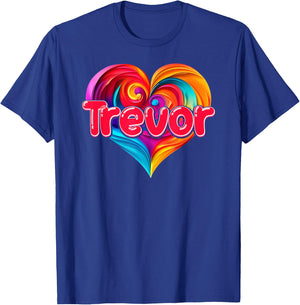 I Heart Love Trevor First Name Colorful Named T-Shirt - T-Shirt | Royal