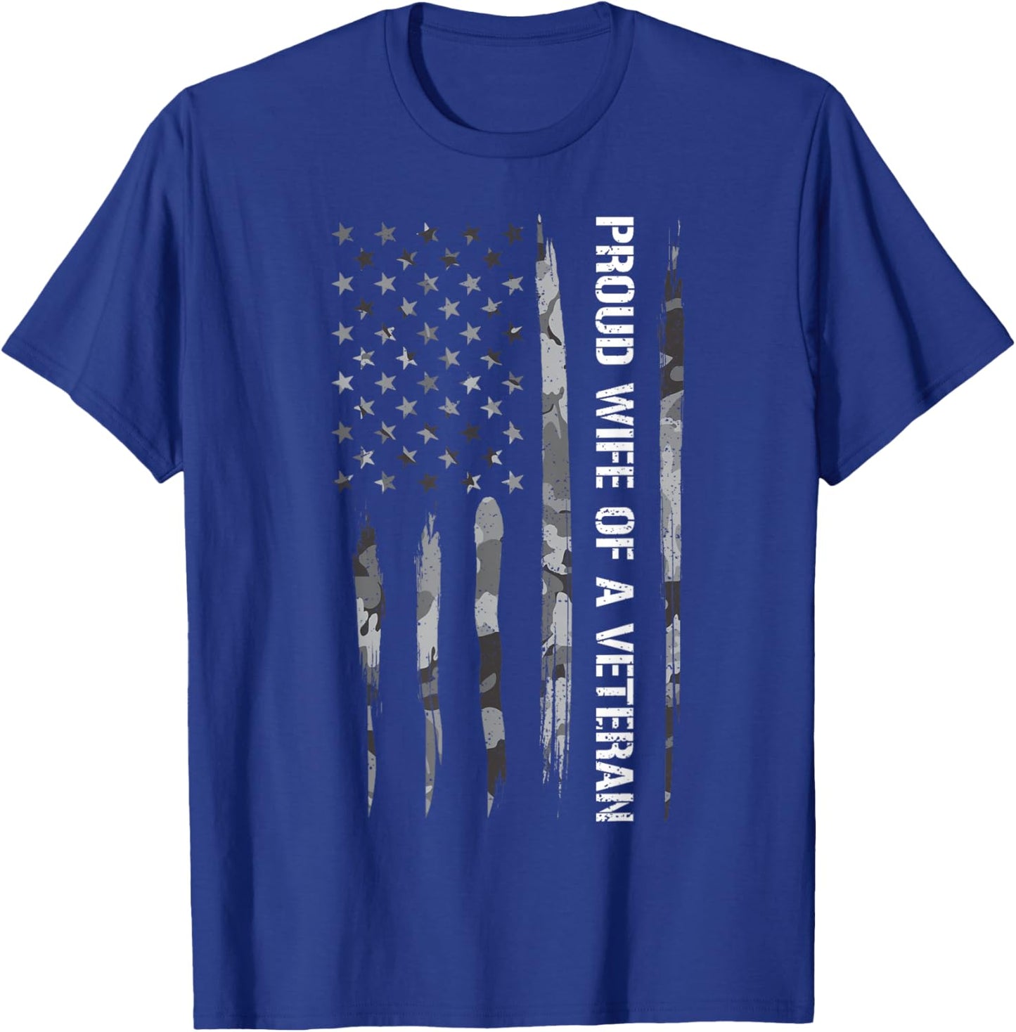 Wife: Proud Wife of A Veteran - American Flag T-Shirt - T-Shirt | Royal