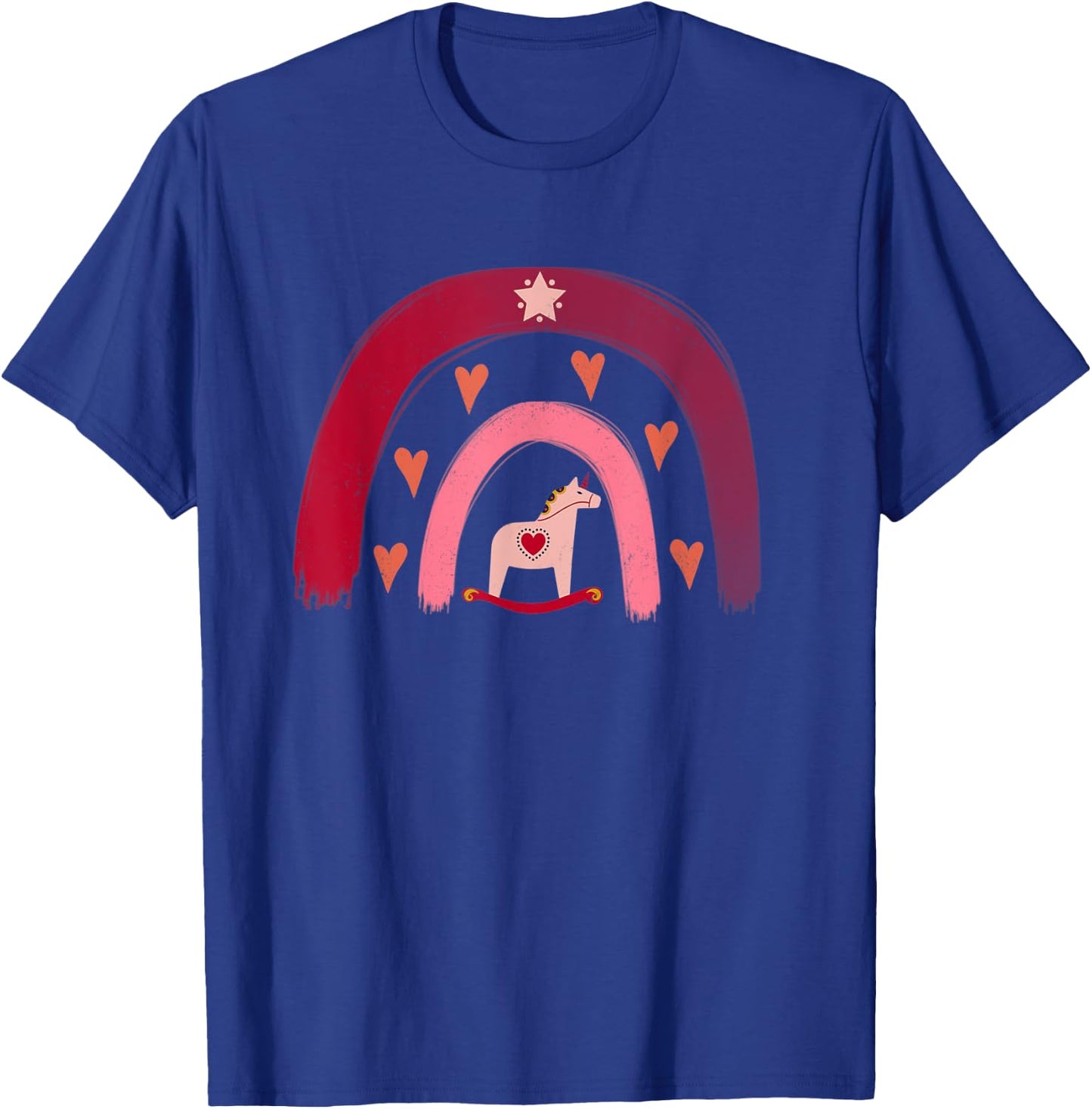 Dala Horse Christmas Rainbow Mother's Day Unicorn T-Shirt - T-Shirt | Royal