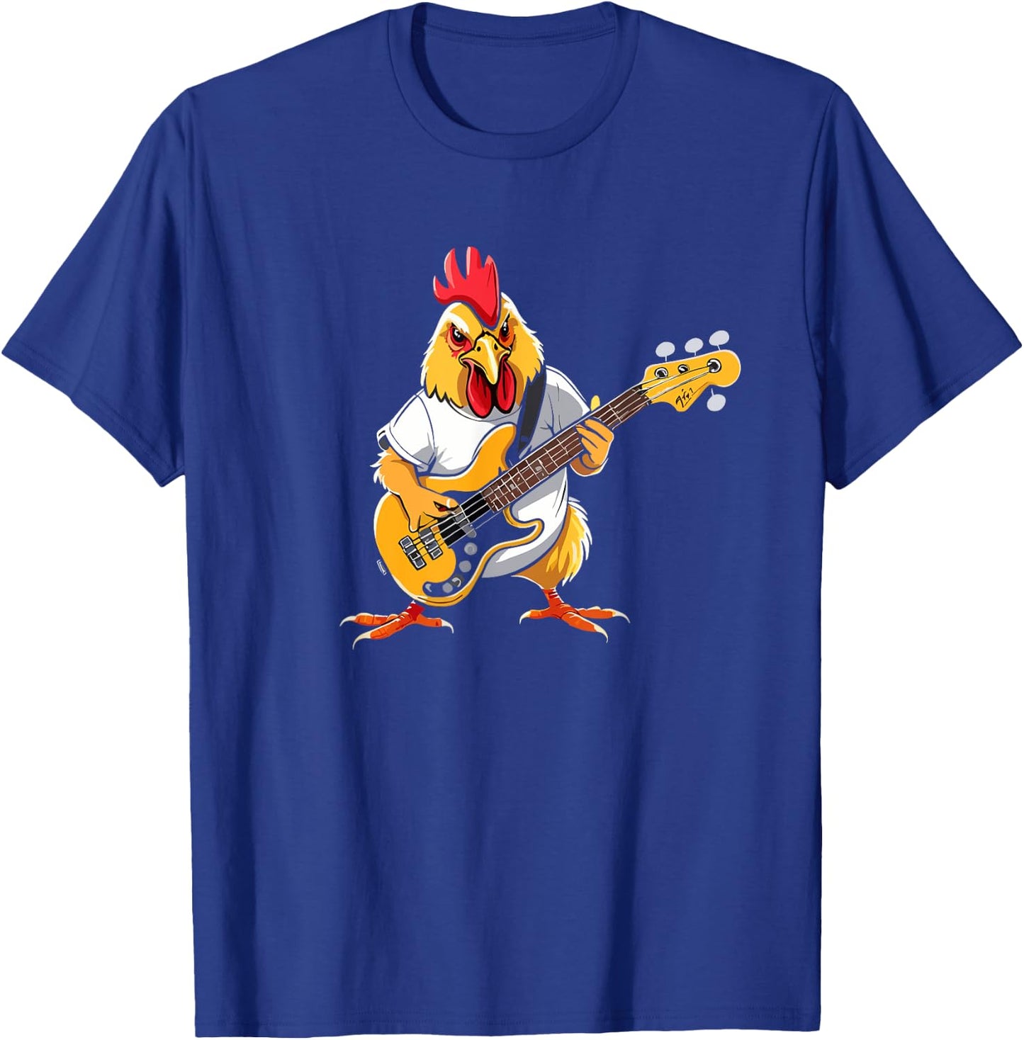 Chicken playing Bass Guitar, Chicken Guitarist T-Shirt - T-Shirt | Royal