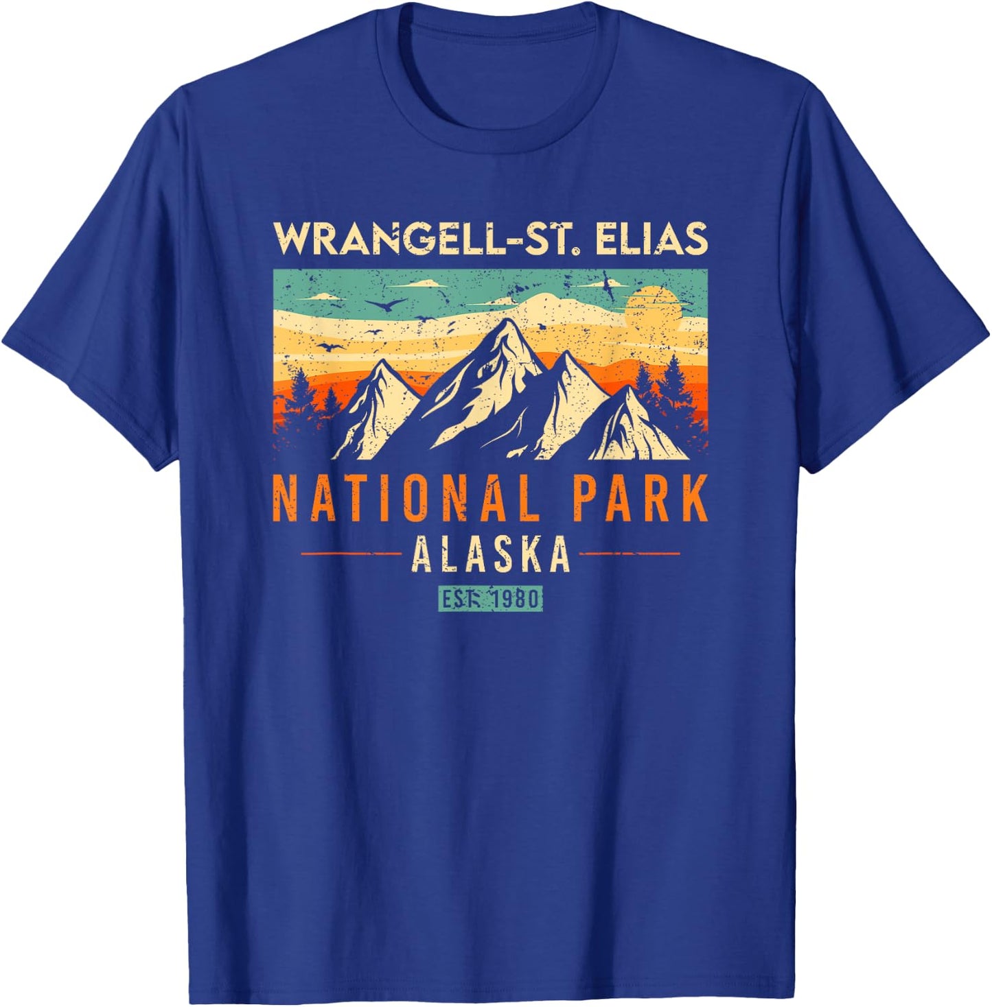 Wrangell St. Elias Est. 1980 Retro Alaska National Park T-Shirt - T-Shirt | Royal