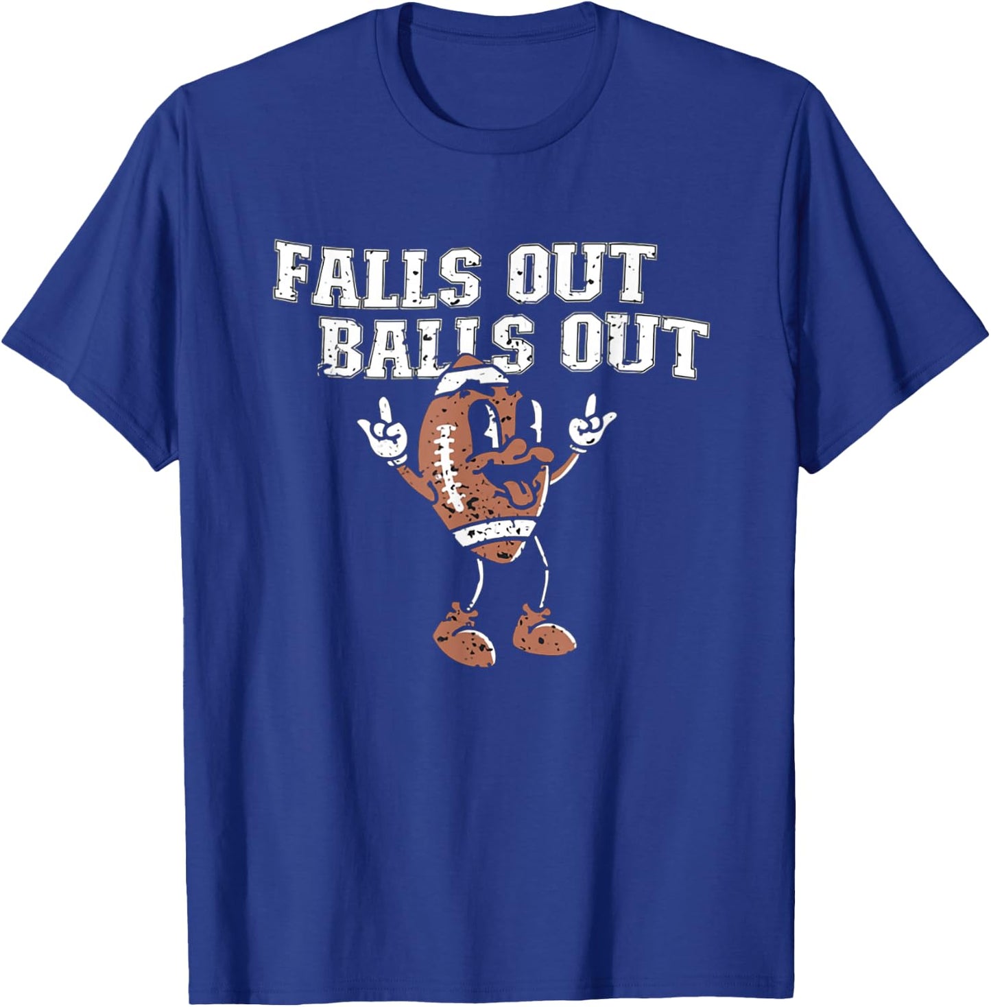 Retro Falls Out Balls Out Football Vintage Thanksgiving T-Shirt - T-Shirt | Royal