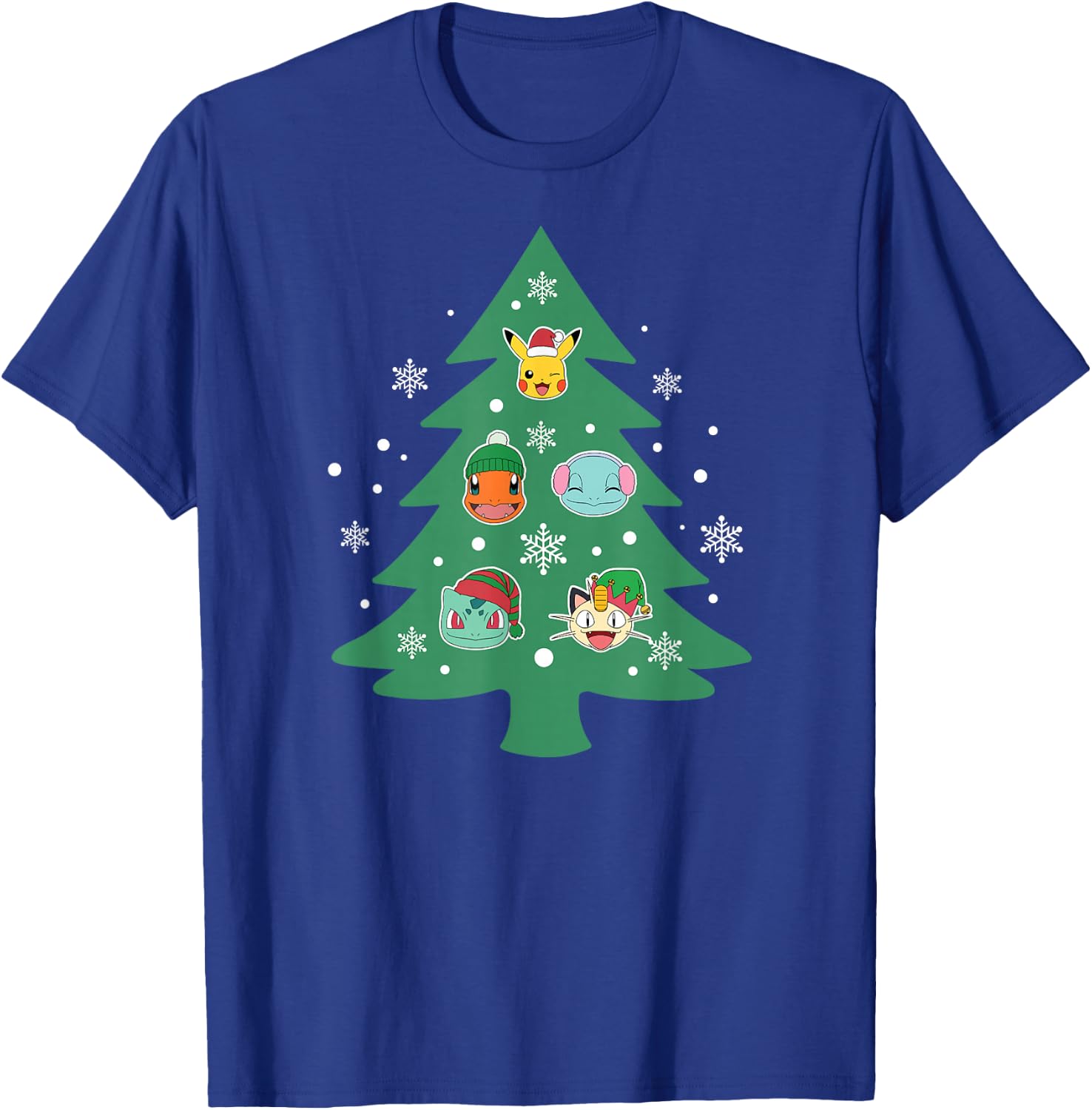 Pokémon - Christmas Tree Character Face Ornaments T-Shirt - T-Shirt | Royal