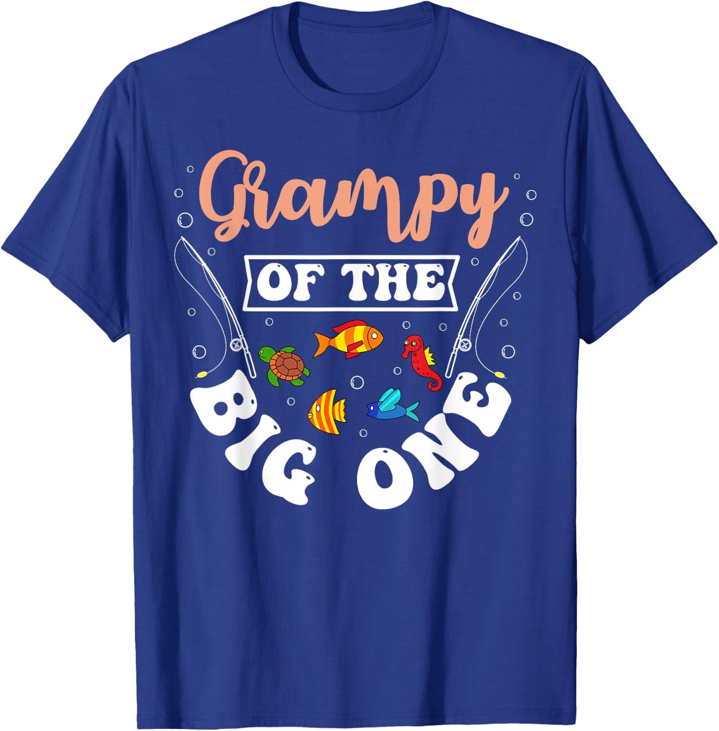 Grampy Of The Big One Fishing Birthday Party Bday T-Shirt - T-Shirt | Royal