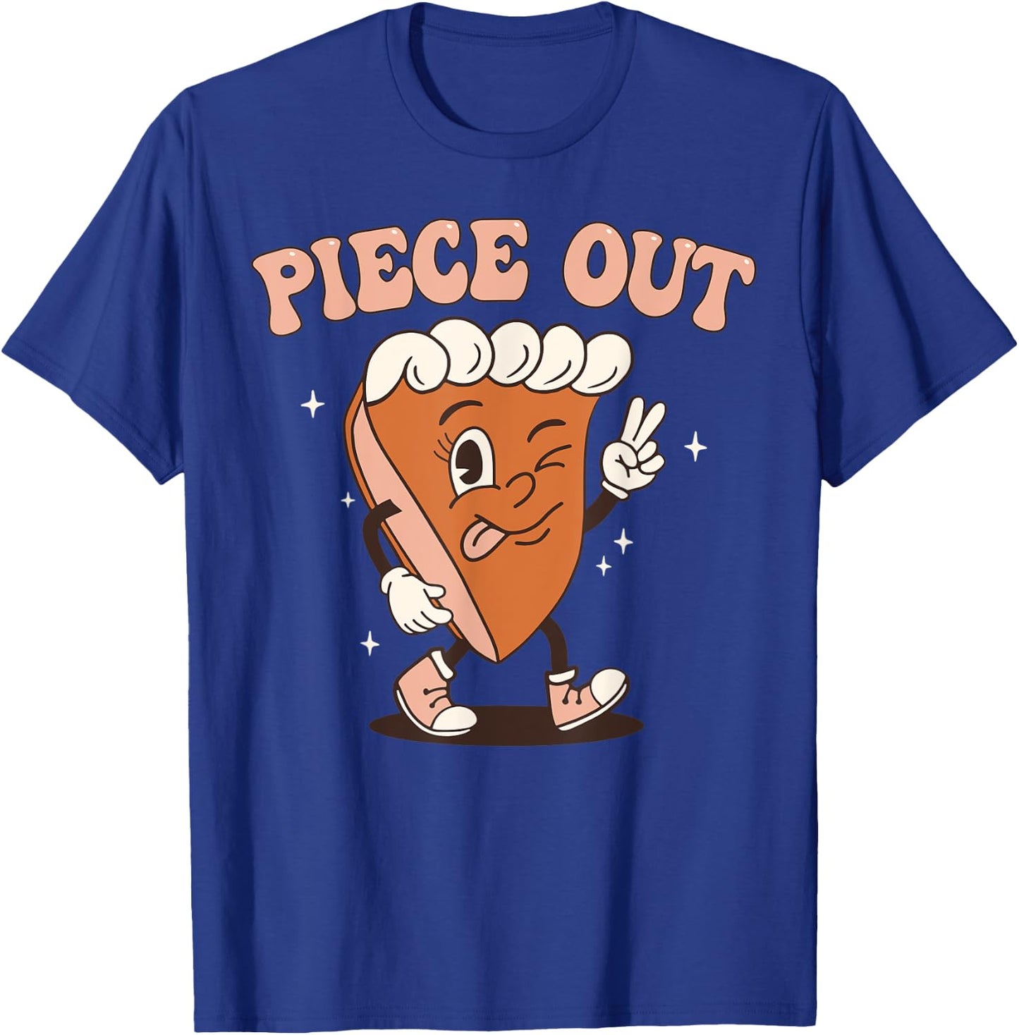 Groovy Thankful Pumpkin Pie Retro Piece Out Thanksgiving T-Shirt - T-Shirt | Royal