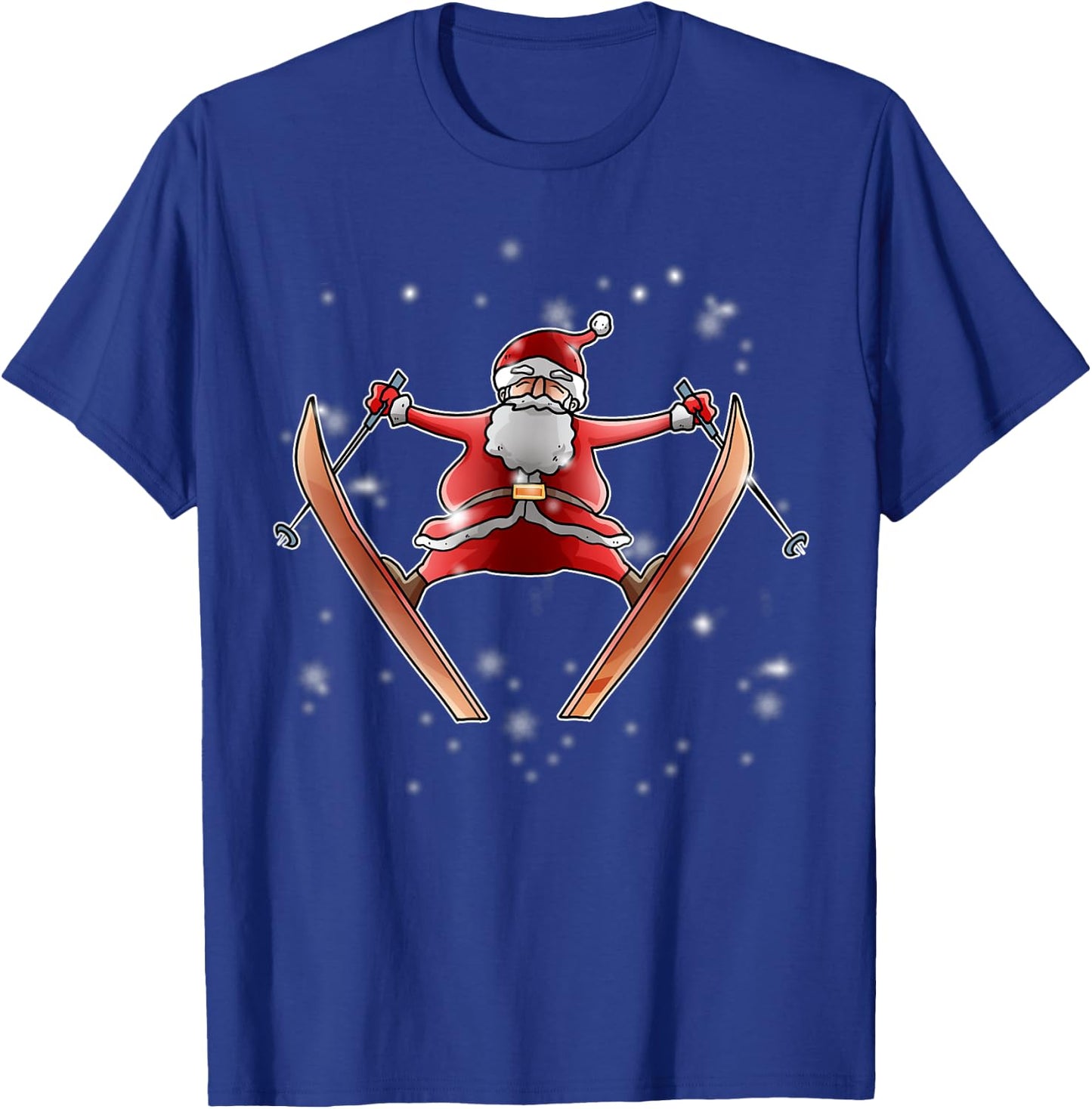 Skiing Santa Christmas Ski Winter Sport X-Mas Pajama Skier T-Shirt - T-Shirt | Royal