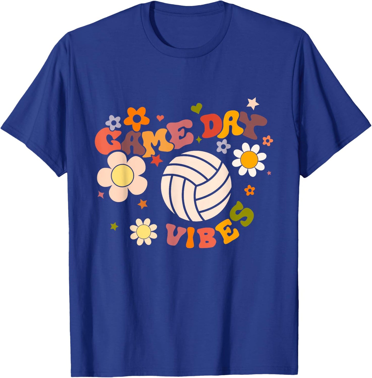 Volleyball Game Day Vibes Volleyball Mom Girl Cheerleader T-Shirt - T-Shirt | Royal