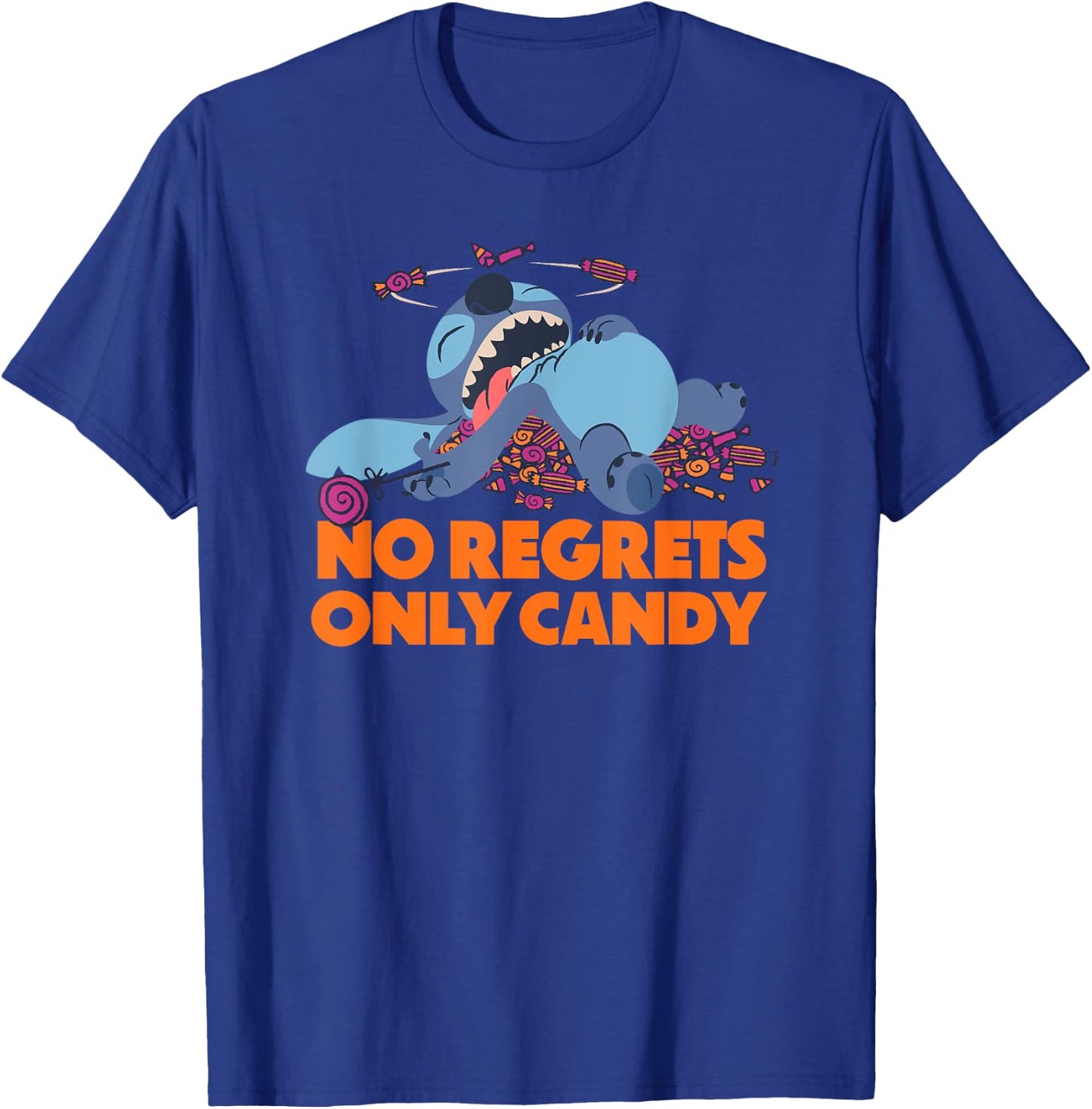 Amazon Essentials Stitch Halloween No Regrets Only Candy T-Shirt - T-Shirt | Royal