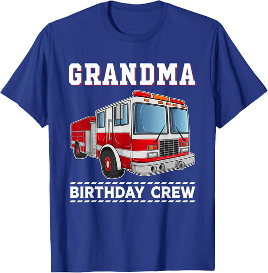 Grandma Birthday Crew Fire Truck Themed Family Matching T-Shirt - T-Shirt | Royal