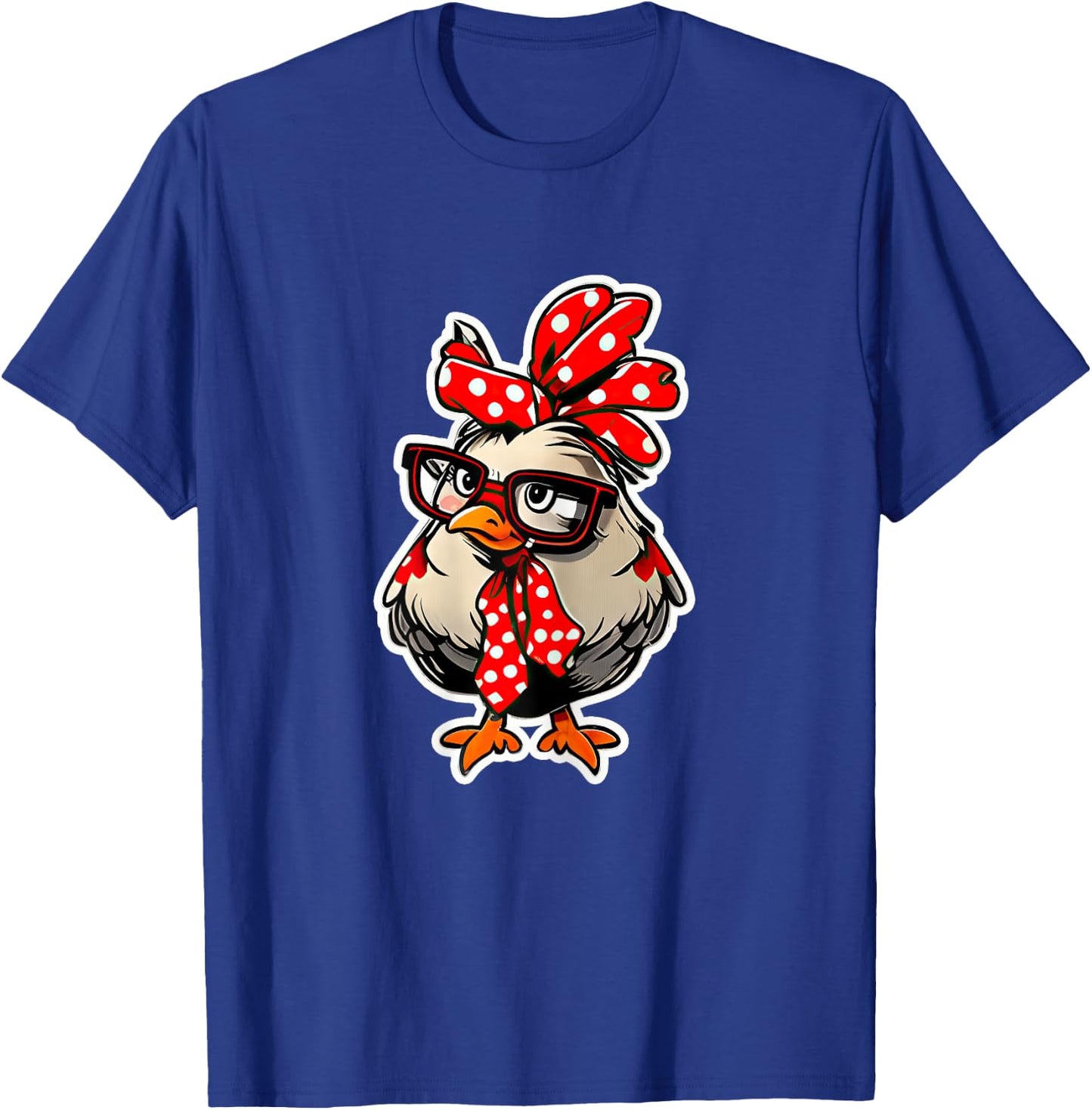Cute Chicken With Bandana Headband and Glasses Women Girl T-Shirt - T-Shirt | Royal