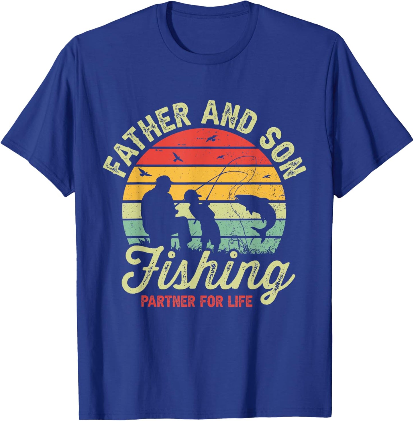 Retro Dad And Son Fishing Partners For Life Fathers Day T-Shirt - T-Shirt | Royal