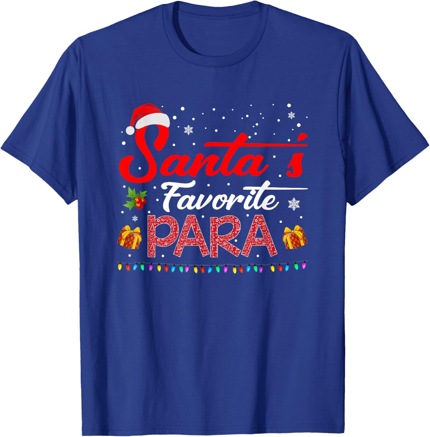 Santa's Favorite Para Christmas Paraprofessional Teacher T-Shirt - T-Shirt | Royal
