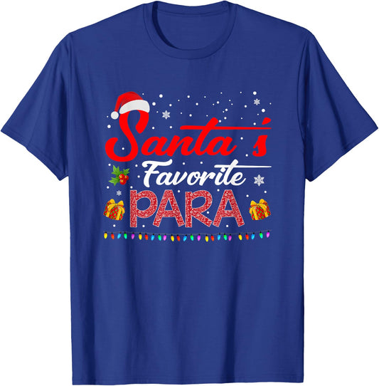 Santa's Favorite Para Christmas Paraprofessional Teacher T-Shirt - T-Shirt | Royal