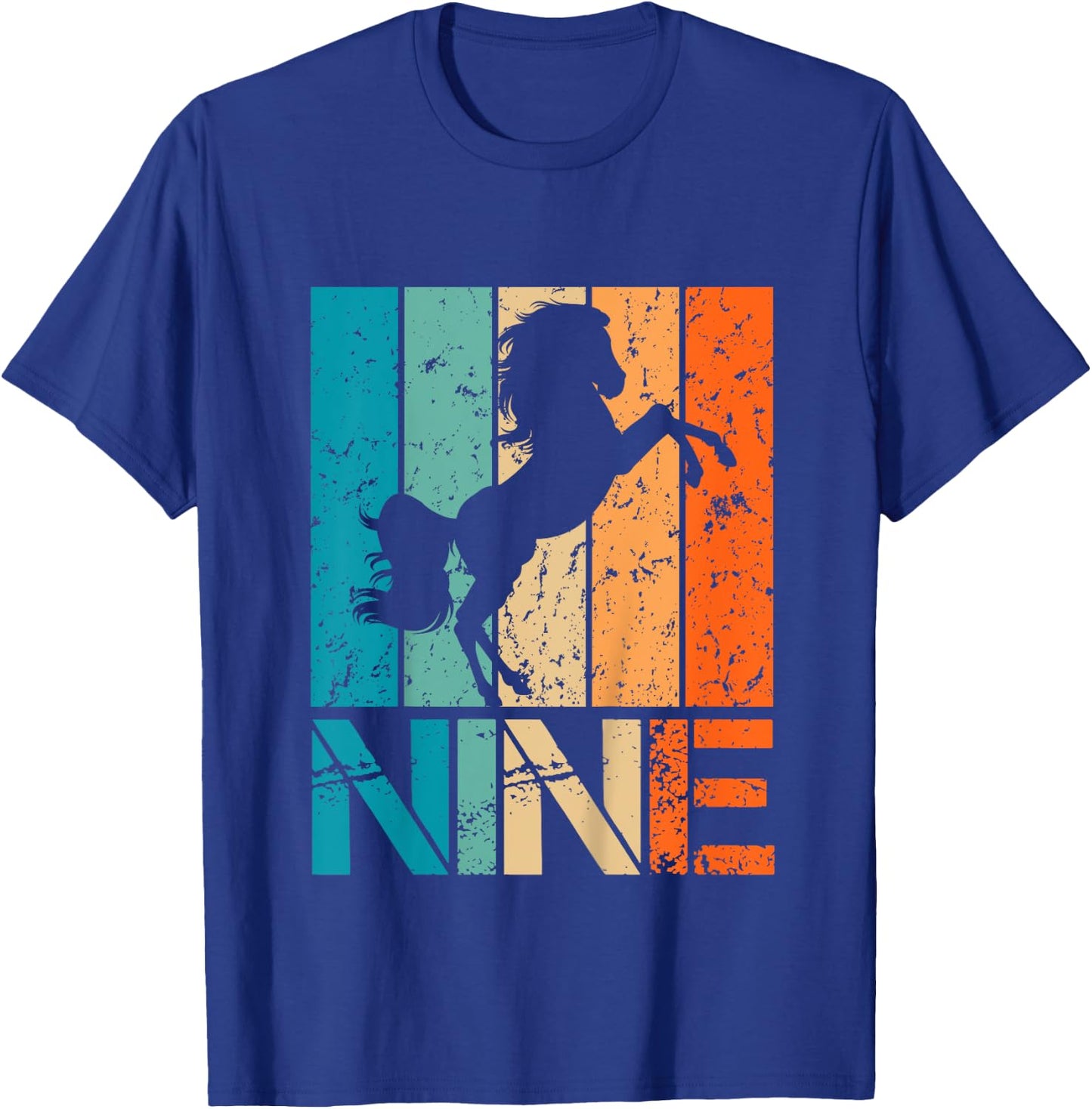 Kids Funny 9th Horse Birthday 9 Year Old Birthday Horse T-Shirt - T-Shirt | Royal