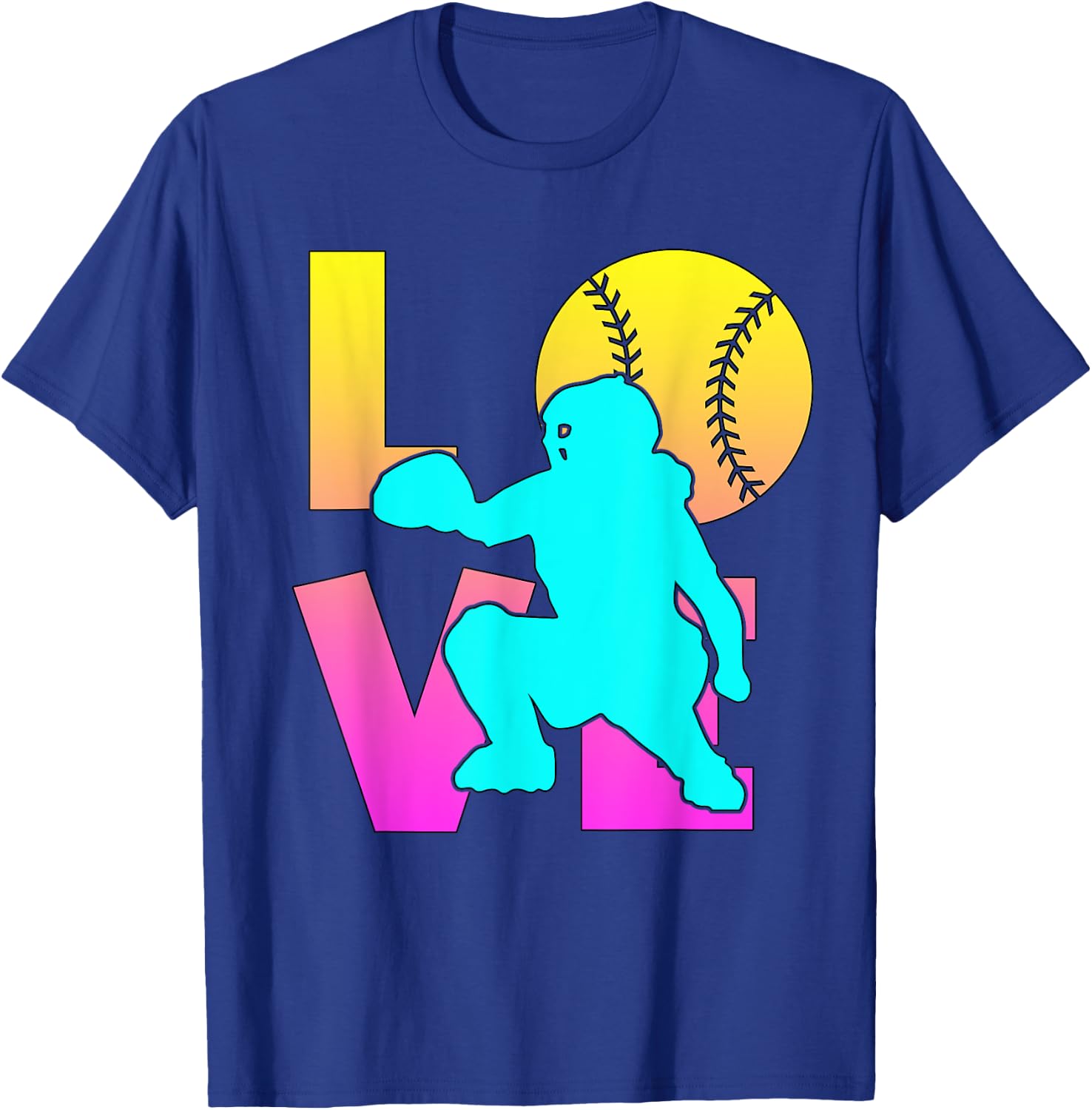 Cute I Love Softball-Shirt Catcher Funny Mom Teen Girl Women T-Shirt - T-Shirt | Royal