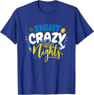 Jewish Hanukkah Eight Crazy Nights Chanukah Vintage Menorah T-Shirt - T-Shirt | Royal