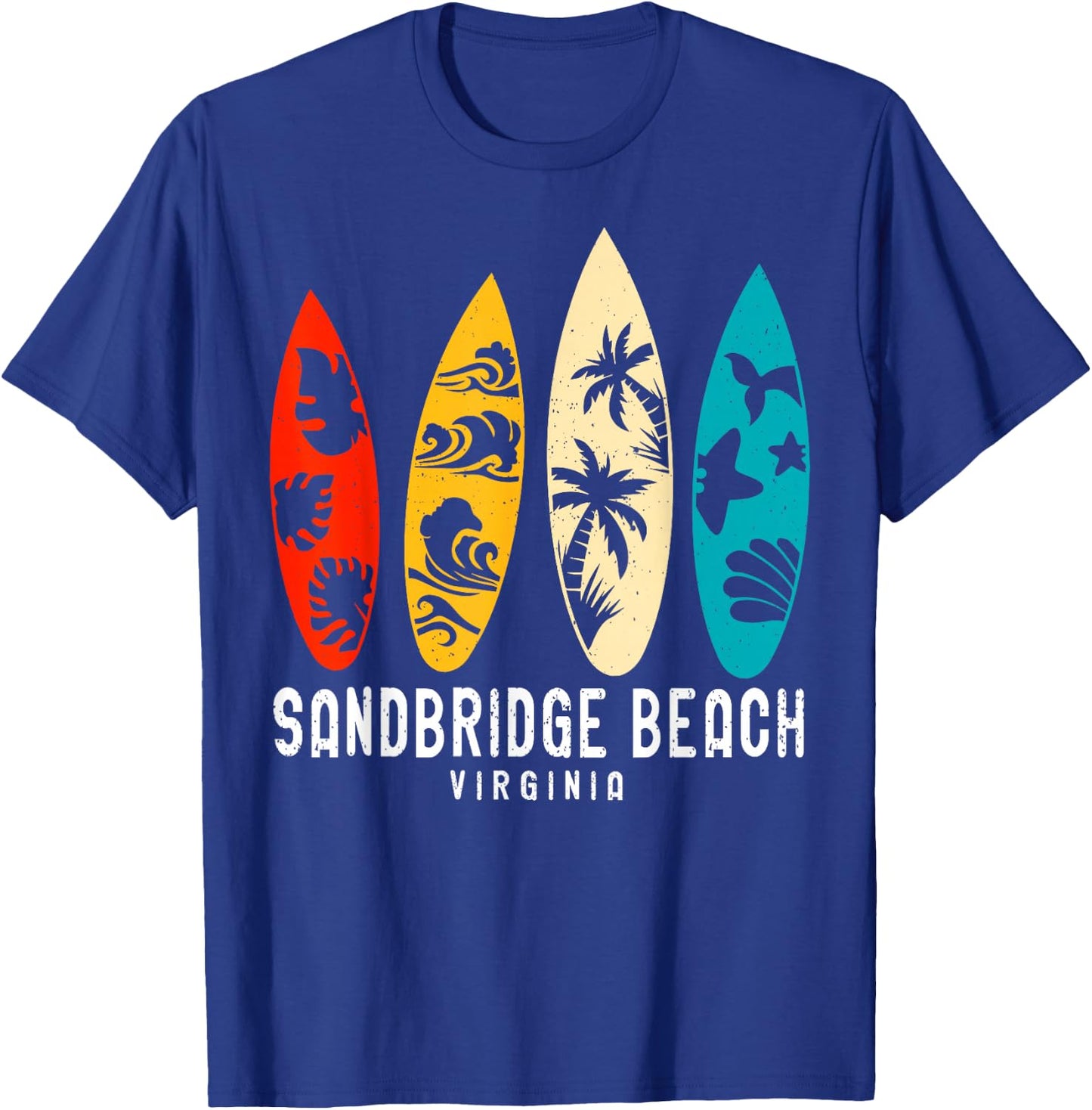 Vintage Sandbridge Beach Virginia Beach Surfing Surfboard T-Shirt - T-Shirt | Royal